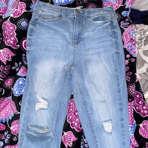 light jeans, distressed